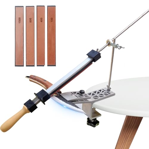 Knife Sharpening Kit,RX-008 Knife Sharpener Set,360 Degree Flip Fixed Angle Sharpener with 4 Sharpening Stones,Kitchen Knife Sharpener,for All Kitchen Knives
