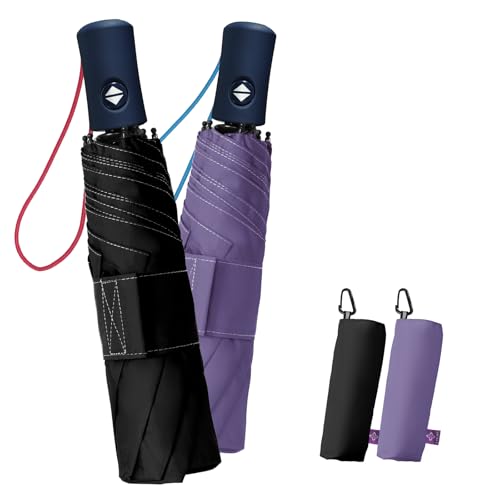 LILAC Windproof Travel Umbrella for Rain - 43" Compact Folding Umbrella, Reinforced Strong Frame, Lightweight Portable Parasol with UPF 100+ UV Sun Protection, Cruise Ship Essentials