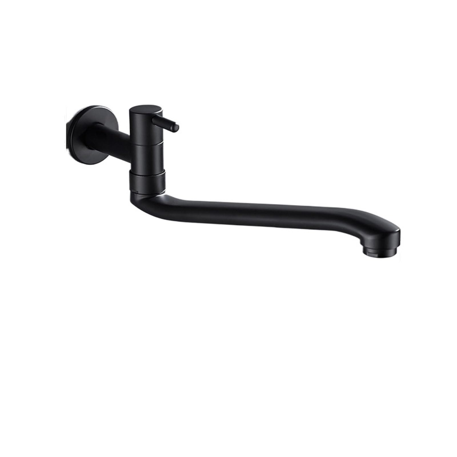 Mitigeur cuisine pivotant 360 noir en acier inoxydable mural 36cm