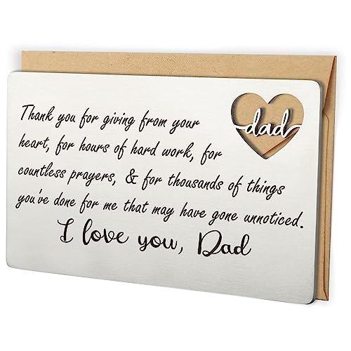 Image of YODOCAMP Thank You Dad Wallet Card Inserts, Engraved Wallet Card for My Dad from Daughter Son, Birthday Father's Day Thanksgiving Christmas Gift