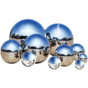 Lizaty 16 stuks roestvrijstalen tuinbol, spiegelballen, zilver, holle ballen, tuinballen voor buiten, 19 – 120 mm, zwemballen voor tuin, vijverballen, decoratie