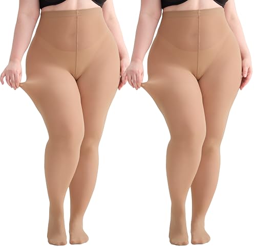 Image of Women's Plus Size Tights High Waist Sheer Semi Opaque Ultra-Soft Pantyhose XL, 2XL, 3XL, 4XL