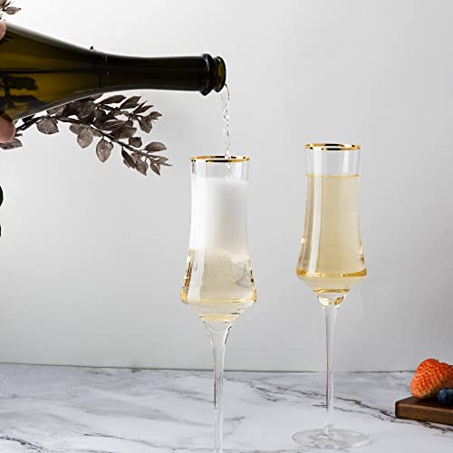 Jekosen US--G2308-6PACK New Champagne Flutes Glasses 8Oz Set Of 6 Clear Crystal Lead-Free Stemware Champagne Glass thumb #4