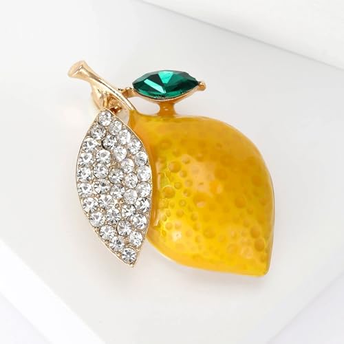 Image of Enamel Fruit Brooch for Women Rhinestones Fruit Lapel Pin Elegant Fruit Brooches Jewelry Gift, Perfect for Dresses Hat Bag
