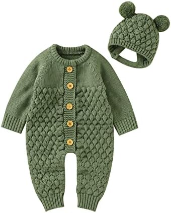 Newborn Baby Boy Girl Winter Clothes Knitted Sweater Romper Crewn...