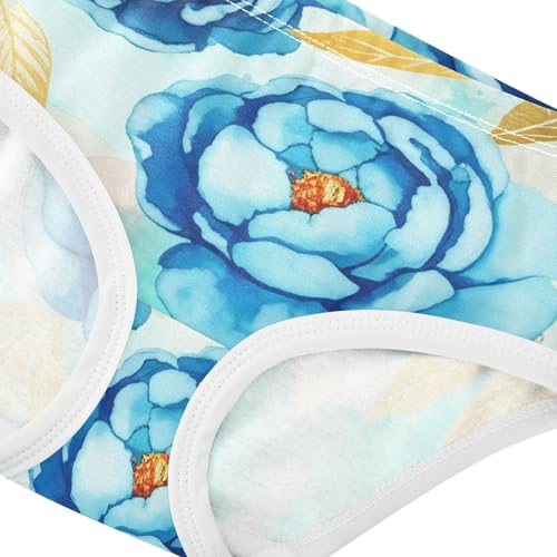 Blue Peony Rose Spring Floral Girl Panties Cute Girls Underwear Toddler Cotton Cartoon Underpants Briefs 2t4