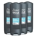 DOVE MEN + CARE Body Wash and Face Wash for Healthier and Stronger Skin Care Clean Comfort Effectively Washes Away Bacteria While Nourishing Your Skin 18 oz, Pack of 4