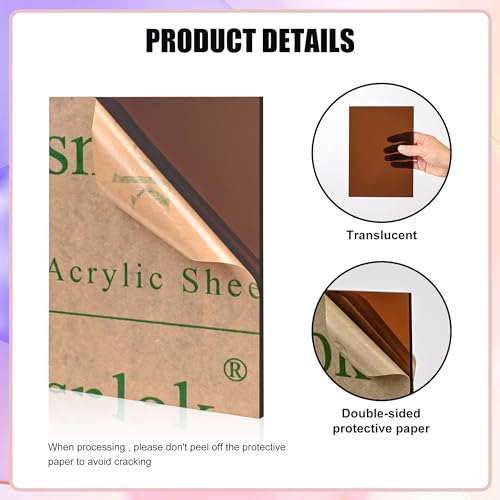 Image of Lesnlok Brown Acrylic Sheets 1 /8 inch Thick 3mm 2 Pack 8 x 10 Clear Plexiglass Sheets,for Sign,Craft,Painting,Laser Cutting,DIY Display Projects (8 inchx 10 inch, Brown, 2)