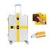 WESTONETEK Heavy Duty Detachable Adjustable Long Cross Travel Luggage Strap Packing Belts Suitcase Bag Security Straps with Additional Luggage Tag Label, Yellow