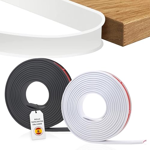 Cinta de Madera Canto | en Forma de U, Rollo de 5M*16MM | Cantoneras Adhesivas | TPE Flexible, Cantos Autoadhesivos para Madera, Tapa Cantos, Protector Borde de Muebles