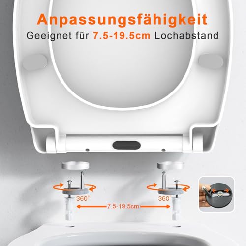 SURFOU Toilettendeckel mit Absenkautomatik, O-Form WC Sitz bis 150 kg Belastbar, Weiß Klodeckel und Klobrille, Quick-Release, Einfache Montage, Leise & Universell Passend