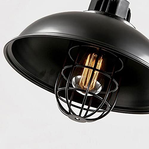 Lustre suspension vintage industriel noir E26 pour chambre et restaurant