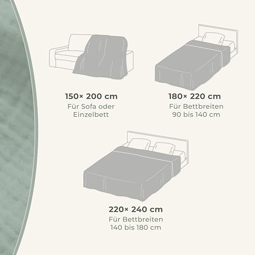 LAYNENBURG Premium Musselin Tagesdecke 220x240 cm XXL - 100% Baumwolle - extraweiche Baumwolldecke als Kuscheldecke, Bett-Überwurf, Sofa-Überwurf, Couch-Überwurf - warme Sofa-Decke (Grau)