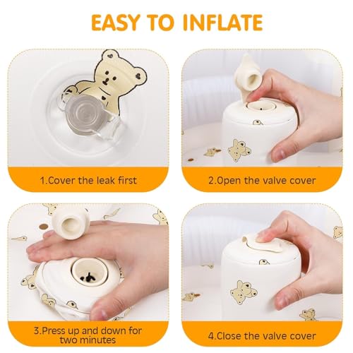 Image of Inflatable Baby Support Seat | 100% Safe Blow Up Chair with Built-in Air Pump | Blow Up Babies Chair for Sitting,Home, Travel,Feeding & Playtime | Bear for 3-36 Months