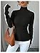 Verdusa Women's Ribbed Knit Color Block Sweater High Neck Long Sleeve Fitted Pullovers Black and White Medium