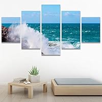 SIGNWIN 5 Panel Canvas Wall Art Modern Art Beach Dramatic Island Landscape Multicolor Photography for Home Decorations Ready to Hang - 60