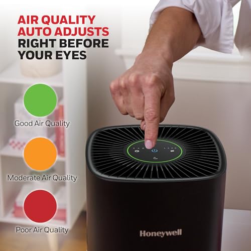 Image of Honeywell Allergen Plus Compact Small Room HEPA Air Purifiers for Home, Up to 530 Ft Coverage, 3-in-1 Filter, Pet Dander, Smoke & Odor Reducer Air Quality Sensor with Auto Mode, Black, HPA125B