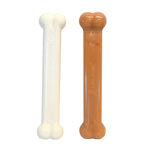 Nylabone Original Bone Power Chew Toy for Dogs, Durable Dog Toys for Aggressive Chewers, Basted Blast Chicken Flavor, Large - Up to 50 lbs, 2 Pack