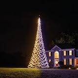 Fairybell - Flagpole LED Christmas Tree - Outdoor Christmas Decorations - Luminous Switch - 3,000LED Tree - 26ft - Suitable for Existing Flagpoles - Outdoor Lighting
