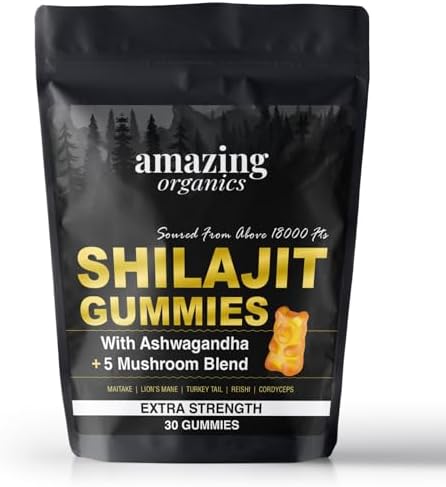 Shilajit Gummies with Ashwagandha, 5 Mushroom Blend, 30 Gummies