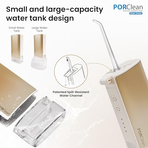 Image of THIN601 Electric Water Flosser for Teeth Cleaning, Portable Oral Irrigator with 2 Tips, 160 PSI, 4 Modes, Dual Water Tanks, IPX7 Waterproof Cordless Dental Flosser implants - 1 Year Warranty