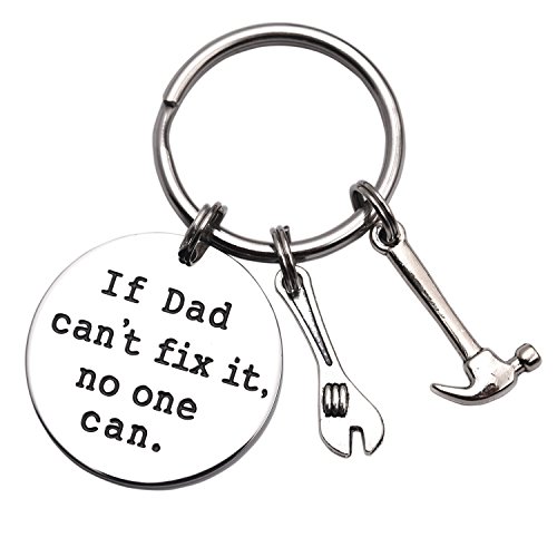 LParkin If Dad Can't fix it no one can Dad Keyring Dad Keychain Wrench Hammer Charm (Keychain)