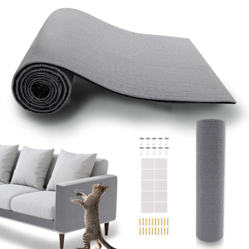 ASENKU Cat Scratch Furniture Protector, Trimmable Self-Adhesive Couch Protector from cat Claws, DIY Climb Cat Scratcher Mat for Covering Cat Tower (AshGray,39.3x15.8In)