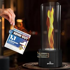Glanzfeuer Tischfeuer Indoor & Outdoor – Extra Lange Brenndauer – Dekoratives Kamin-Set – Geschenkidee für Garten & Wohnung