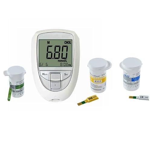 3 in 1 Total Cholesterol Test Meter Kit Cholesterol Meter Cholesterol Analyzer 3 in 1 TC GLU UA Meter+ Strips (10 UA Strips) - Thumbnail 5