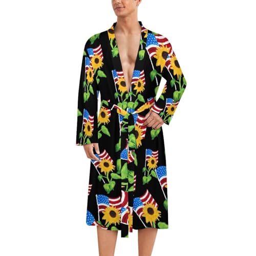 Bata de baño ligera de girasol para viajes y playa: albornoz cómodo de hombre para verano