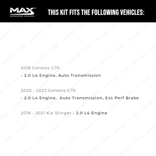 Image of Max Advanced Brakes Rear Brake Kit Compatible With 2019 2020-2023 Genesis G70 2.0 Engine Compatible With Kia Stinger Replacement Premium OE Disc Brake Rotors and Ceramic Brake Pads
