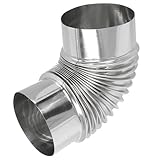 KOCKSHION Chimenea de Acero Inoxidable 12 Cm Codo de 90° para Estufa de Leña, Conducto de Humos Metálico Resistente, Manguera de Ventilación para Cocina y Hogar, Escape Flexible