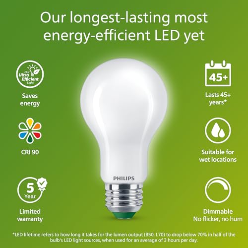 Image of PHILIPS LED 60W A19 12-Pack Ultra Efficient Daylight (5W = 60W) Dimmable Clear Flicker-Free Light Bulb
