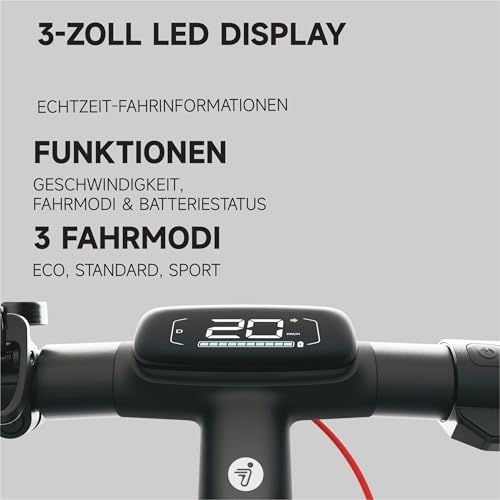 Segway-Ninebot E3 D E-Scooter f&uuml;r Pendler mit Stra&szlig;enzulassung, 45km Reichweite (37km bei 20km/h), 800W Motor, faltbar & leicht (17,5kg), Federung vorne & hinten, 10-Zoll Reifen, IPX5