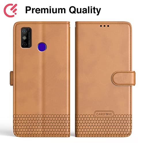 Image of CareFone Flip Case Compatible for Tecno Spark Go 2020 | Wallet Style with Card Slot | Magnetic Closure Cover | Premium Leather Flip Case (Brown)