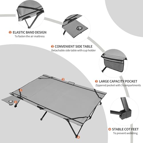 image for Naturehike Queen-Sized Airbed Cot Combo, Folding 2 Person Camping Cot 