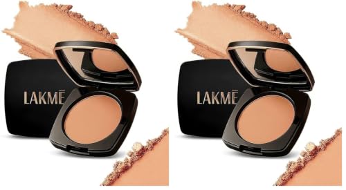 Image of LAKME Forever Matte Compact Powder, 9g, Natural Cinnamon for Flawless Skin, with Vitamin E and C, Allantoin Complex, Smooth Finish, Lightweight, Lasts for 12 Hrs, for Women (Pack of 2)
