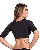 Leonisa Seamless Upper Arm Shaper Slimming Compression Vest with Posture Corrector, Black, Large