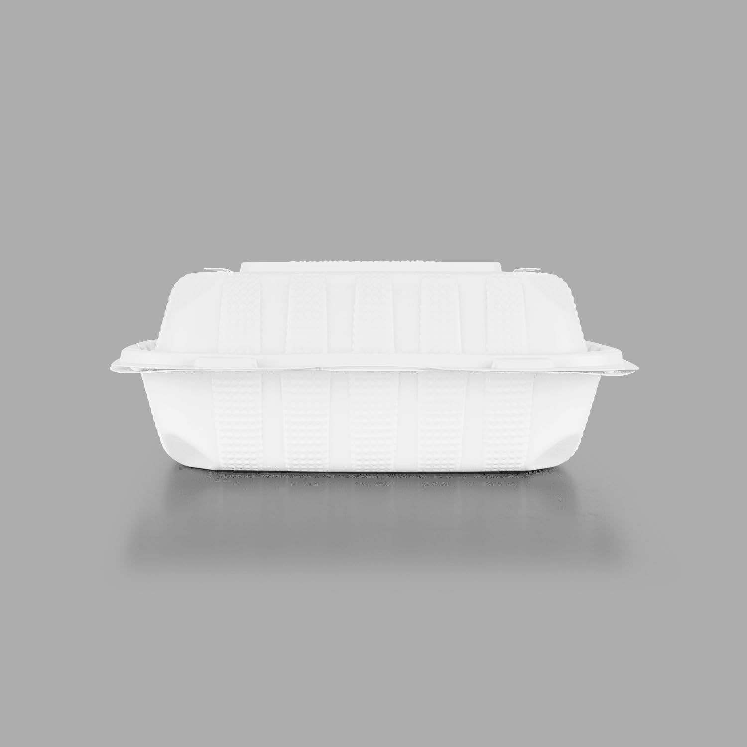 KARAT EARTH Clamshell Take Out Food Containers [8"x8" - 200 ct] To Go Containers | 3 Compartment, Soak-Resistant, Durable, Stackable | Vented for Hot/Cold Foods, White