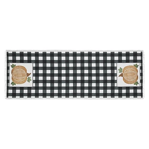 VHC-Brands-Annie-Black-Check-Pumpkin-Seasonal-Fall-Autumn-Thanksgiving-Halloween-Decor-for-Kitchen-Dining-Room-Party-Gifts-Table-Runner-12x36 VHC Brands Annie Black Check Pumpkin Seasonal Fall Autumn Thanksgiving Halloween Decor for Kitchen Dining Room Party Gifts Table Runner 12×36