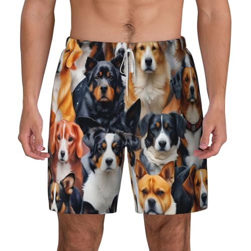 Ropa de playa para piscina y surf: pantalones cortos de natación con perros casuales
