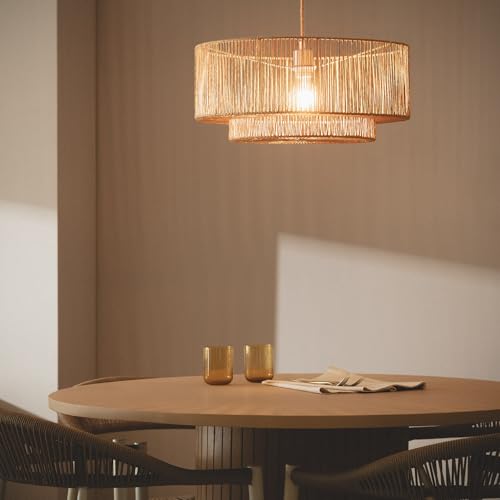Lámpara de papel trenzado Dicenta E27 para renovar tu decoracion boho-chic de techo 2