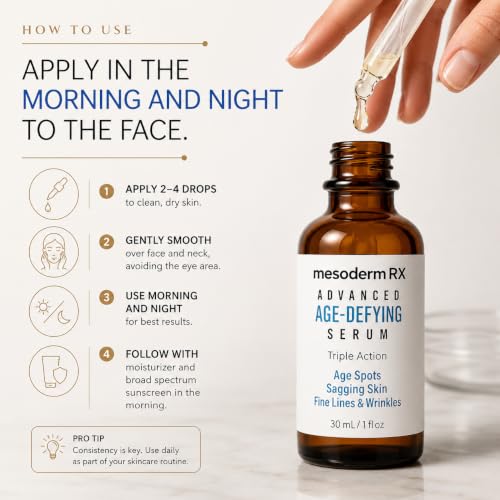Image of Advanced Age-Defying Serum, Triple Action Anti Aging Face Serum with DMAE, Collagen & Vitamin C, Firming Serum for Age Spots, Sagging Skin, Fine Lines & Wrinkles, All Skin Types, 1 fl oz