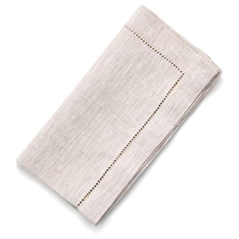 CLIO & CLOVER Linen Napkins - Natural Linen Napkins set of 4 - 100% Linen Hemstitched edge luxury design - Arrives beautifully packaged from London-based brand, Clio and Clover Cover