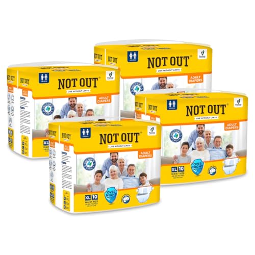 Image of Adult Tape Diapers - Overnight Protection with 3D Core, Odour Control & Up to 12-Hour Absorption | Extra Large (48-68 Inches) | 40 Diapers | Pack of 4