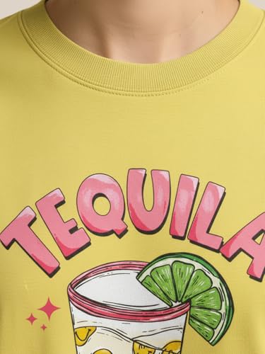 Image of HELLCAT Beige Trendy Printed Oversized T-Shirt for Women