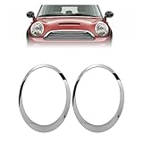 HECASA Pair Headlight Bezel Headlamp Trim Ring Compatible with 2007-2015 Mini Cooper R55 R56 R57 R58 R59 S Clubman Hatchback Convertible Coupe Roadster Front Headlamp Door Silvery Left&Right Side