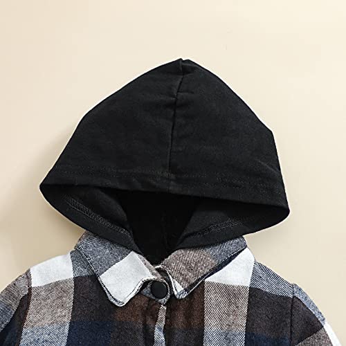 Kids Little Boys Girls Baby Long Sleeve Button Down Hooded Plaid Shirt Red Plaid Flannel Outfits (Coffee, Tag 90, Us 12-18 Months) #TOP2