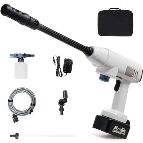 Kalopsia Hidrolimpiadora Bateria De Alta Presión: Potente 725PSI con Boquilla Multidireccional 360°  Batería 21V 4.0Ah   para Limpieza Coche y Hogar Familiar  para Usuarios Domésticos y Camping