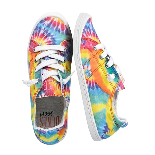 Dunes Reesa Canvas Slip On Shoes for Women – Everyday Comfort Womens Casual Sneakers, TIE DYE 6